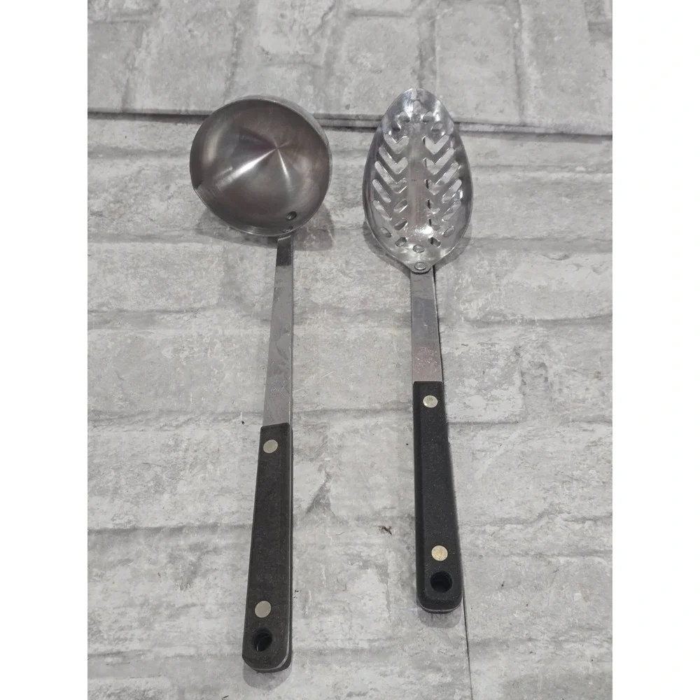 Vintage EKCO USA‎ 2 Flint Arrowhead Stainless Soup Gravy and Slotted Spoons